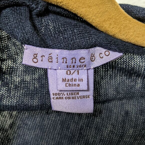 GRAINNE & CO Devon 100% Linen Blue Wrap Stole Open Cardigan M - Picture 4 of 6